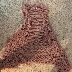 Fun blush pink fringed vest